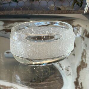 Vintage Avon Frosted Floral Glass Trinket Dish Vanity Bowl